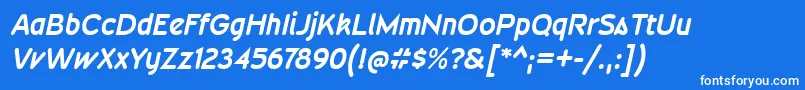 WevlirgBolditalic Font – White Fonts on Blue Background