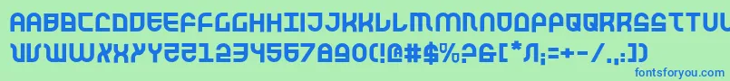 Trek-Schriftart – Blaue Schriften auf grünem Hintergrund