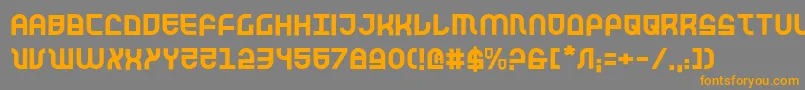 フォントTrek – オレンジの文字は灰色の背景にあります。