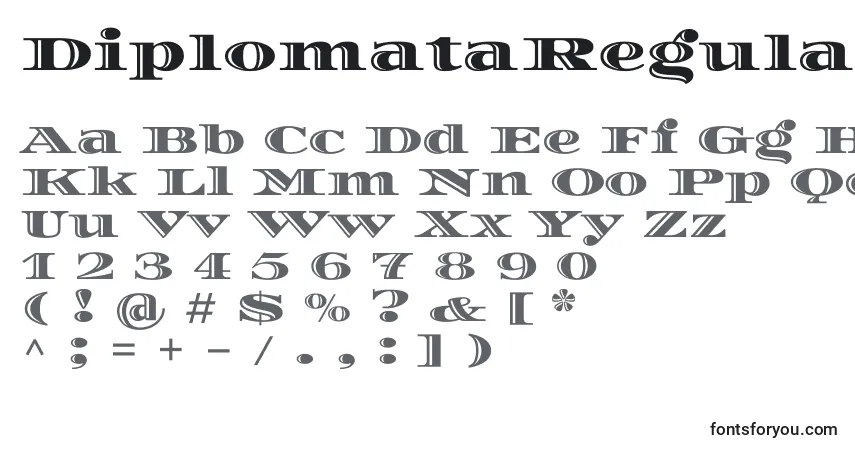 Czcionka DiplomataRegular – alfabet, cyfry, specjalne znaki