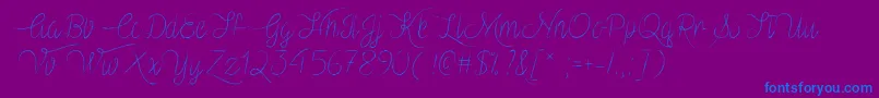 VampireHeartOtf-Schriftart – Blaue Schriften auf violettem Hintergrund