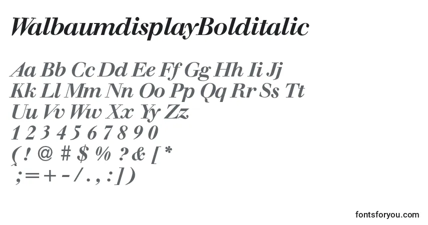 A fonte WalbaumdisplayBolditalic – alfabeto, números, caracteres especiais