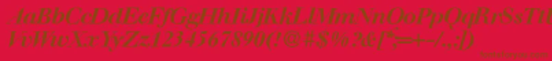 Fonte WalbaumdisplayBolditalic – fontes marrons em um fundo vermelho