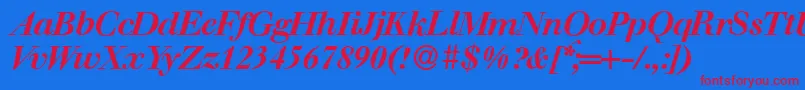 WalbaumdisplayBolditalic Font – Red Fonts on Blue Background