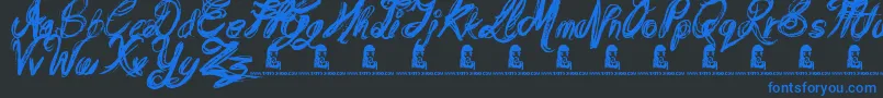 MessyScript Font – Blue Fonts on Black Background