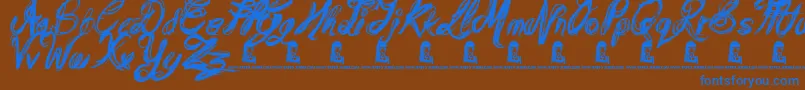 MessyScript Font – Blue Fonts on Brown Background