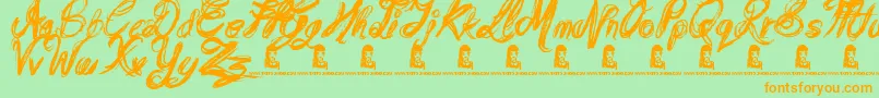 MessyScript Font – Orange Fonts on Green Background