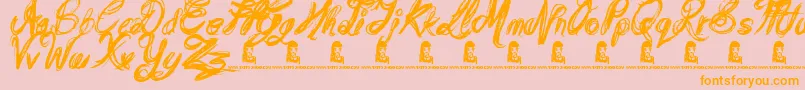 MessyScript Font – Orange Fonts on Pink Background