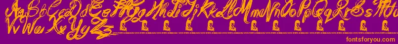 MessyScript Font – Orange Fonts on Purple Background
