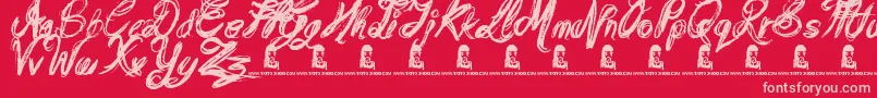 MessyScript Font – Pink Fonts on Red Background