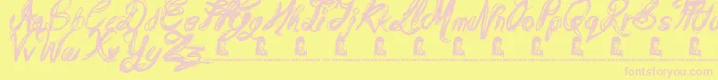 MessyScript Font – Pink Fonts on Yellow Background