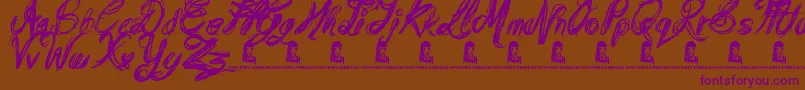 MessyScript Font – Purple Fonts on Brown Background