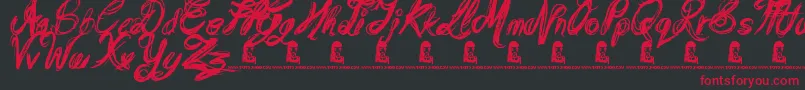MessyScript Font – Red Fonts on Black Background