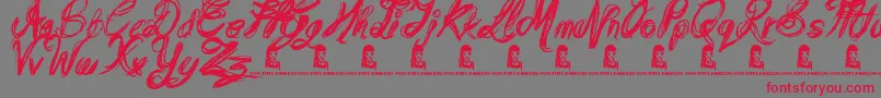 MessyScript Font – Red Fonts on Gray Background