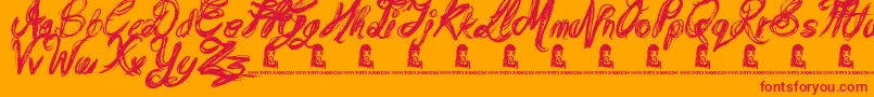 Czcionka MessyScript – czerwone czcionki na pomarańczowym tle