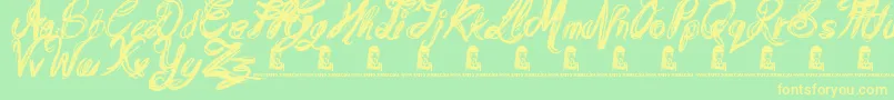 MessyScript Font – Yellow Fonts on Green Background