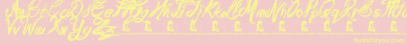 MessyScript Font – Yellow Fonts on Pink Background