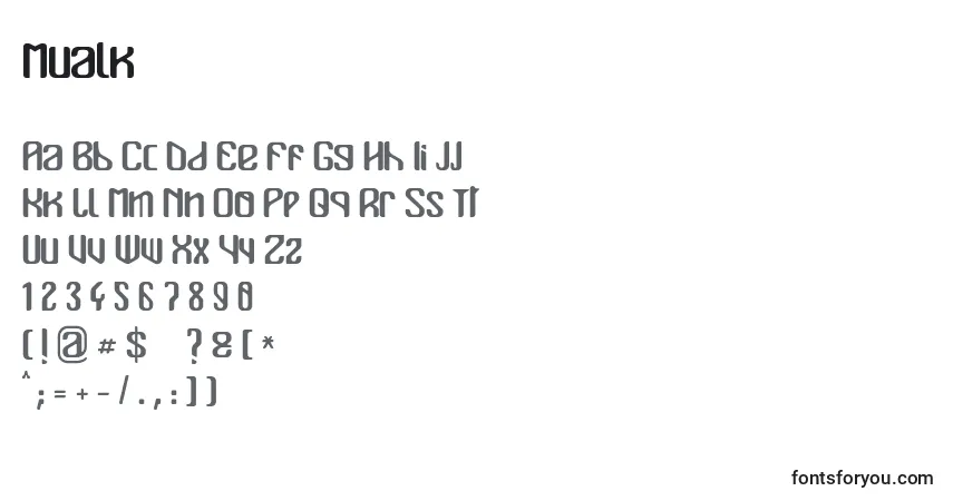 Schriftart Mualk (85644) – Alphabet, Zahlen, spezielle Symbole