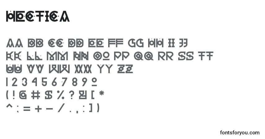 Czcionka Hectica – alfabet, cyfry, specjalne znaki