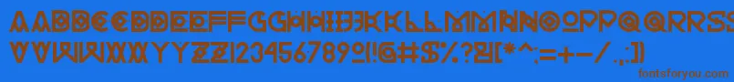 フォントHectica – 茶色の文字が青い背景にあります。