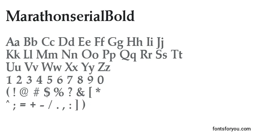 A fonte MarathonserialBold – alfabeto, números, caracteres especiais