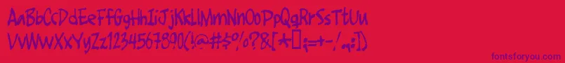 Foot-Schriftart – Violette Schriften auf rotem Hintergrund