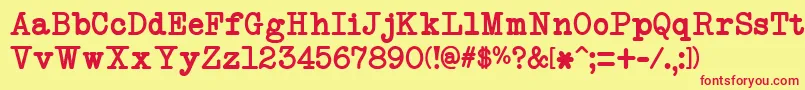 NeobulletinSemiBold-fontti – punaiset fontit keltaisella taustalla