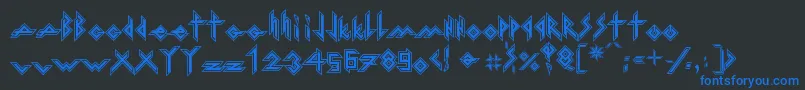 フォントIronHMetal – 黒い背景に青い文字