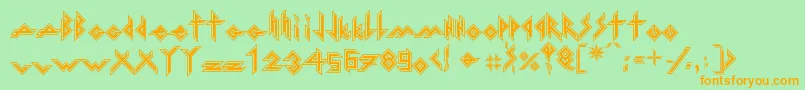 IronHMetal-Schriftart – Orangefarbene Schriften auf grünem Hintergrund