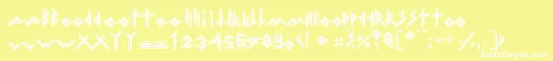 IronHMetal-Schriftart – Weiße Schriften auf gelbem Hintergrund