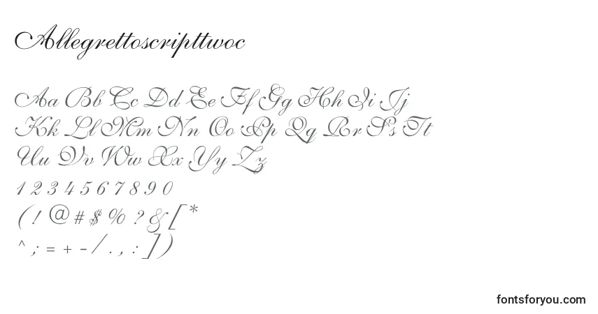 Schriftart Allegrettoscripttwoc – Alphabet, Zahlen, spezielle Symbole