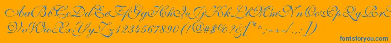 Fonte Allegrettoscripttwoc – fontes azuis em um fundo laranja