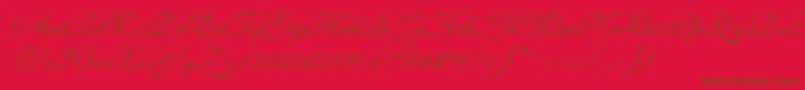 Allegrettoscripttwoc-Schriftart – Braune Schriften auf rotem Hintergrund