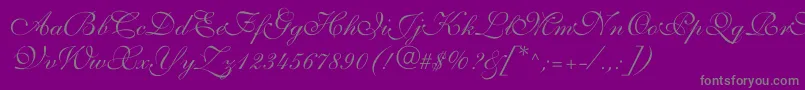 フォントAllegrettoscripttwoc – 紫の背景に灰色の文字