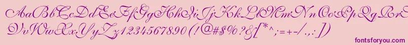 Allegrettoscripttwoc-Schriftart – Violette Schriften auf rosa Hintergrund