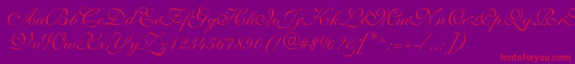 フォントAllegrettoscripttwoc – 紫の背景に赤い文字