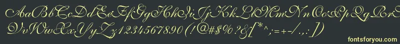 Allegrettoscripttwoc-fontti – keltaiset fontit mustalla taustalla