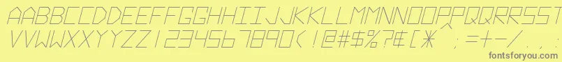 Fonte HyperspaceItalic – fontes cinzas em um fundo amarelo