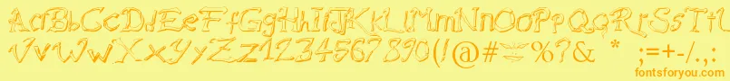 RaslaniDestroyedSouls Font – Orange Fonts on Yellow Background