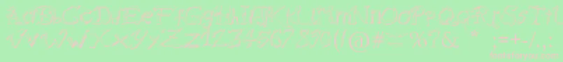 フォントRaslaniDestroyedSouls – 緑の背景にピンクのフォント