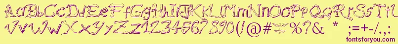 RaslaniDestroyedSouls Font – Purple Fonts on Yellow Background