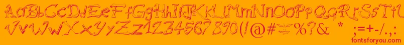 フォントRaslaniDestroyedSouls – オレンジの背景に赤い文字