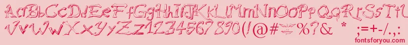 フォントRaslaniDestroyedSouls – ピンクの背景に赤い文字