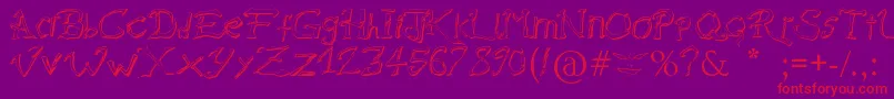 RaslaniDestroyedSouls-fontti – punaiset fontit violetilla taustalla