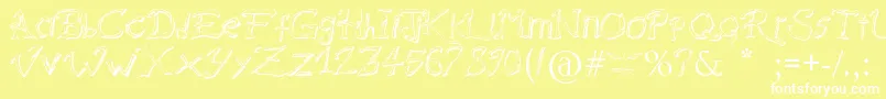 フォントRaslaniDestroyedSouls – 黄色い背景に白い文字