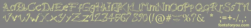 RaslaniDestroyedSouls-Schriftart – Gelbe Schriften auf grauem Hintergrund