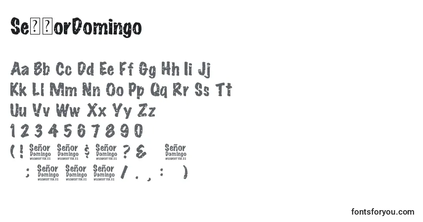Czcionka SeРґorDomingo – alfabet, cyfry, specjalne znaki