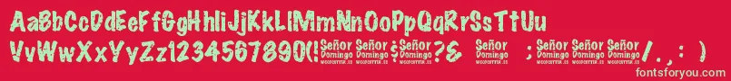 SeРґorDomingo Font – Green Fonts on Red Background