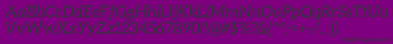 Fonte AleoItalic – fontes pretas em um fundo violeta