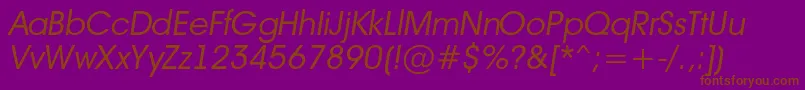 AvanteintBookitalic-Schriftart – Braune Schriften auf violettem Hintergrund